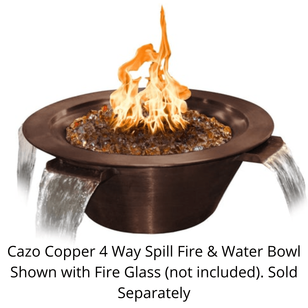 Fire and Water Bowl The Outdoor Plus 36" Cazo Hammered Copper 4 Way Spill Round Fire & Water Bowl