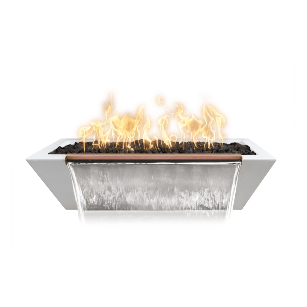 Fire and Water Bowl The Outdoor Plus 48" Linear Maya GFRC Concrete Fire & Water Bowl