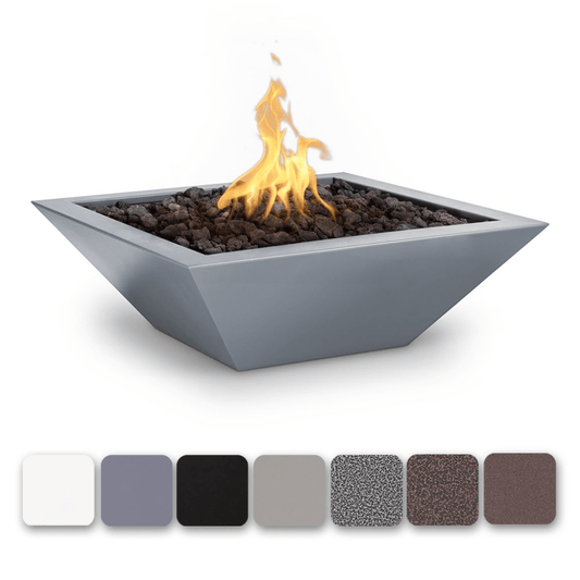 Fire Bowl Match Lit / Natural Gas / Black The Outdoor Plus 24" Maya Powder Coated Steel Square Fire Bowl