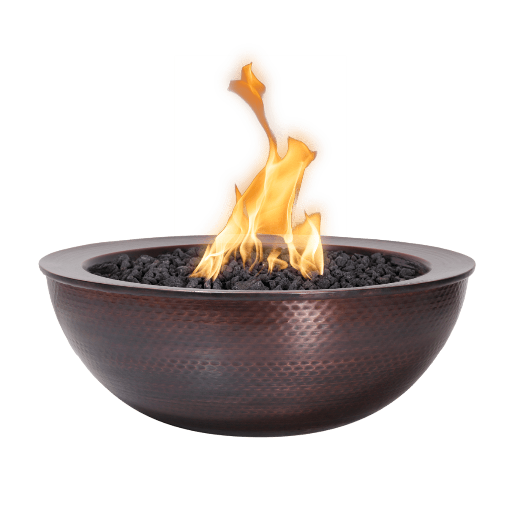 Fire Bowl Match Lit / Natural Gas The Outdoor Plus 27" Sedona Hammered Copper Round Fire Bowl