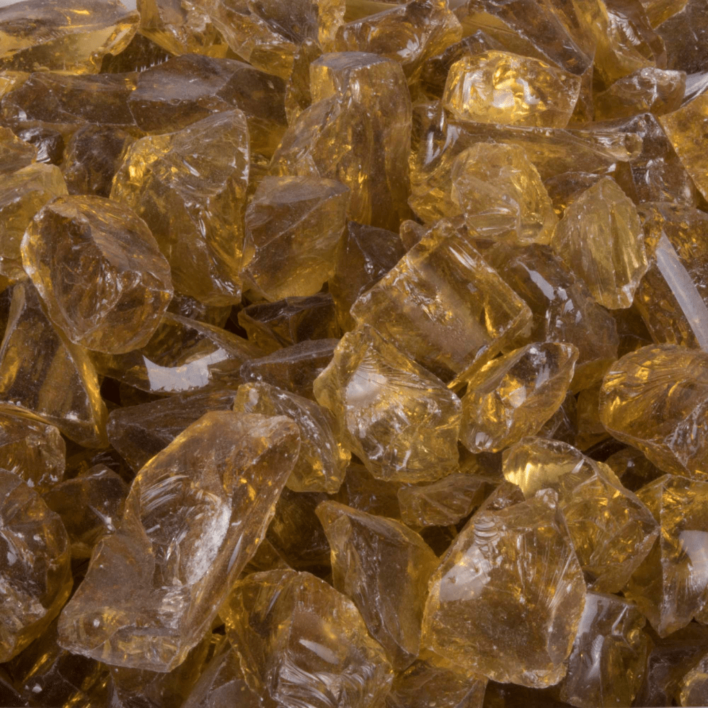 Fire Glass 1/2 - 3/4-Inch Amber Standard / 25 lb Bag The Outdoor Plus Fire Glass Media for Fire Bowl and Pit