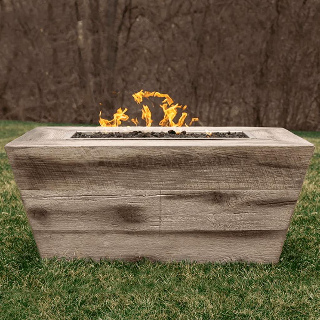 Fire Pit Copy of The Outdoor Plus 48" Plymouth GFRC Wood Grain Concrete Rectangle Gas Fire Pit - 24" tall