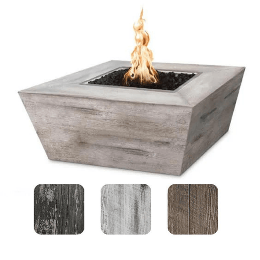 Fire Pit The Outdoor Plus 16" Tall Plymouth GFRC Wood Grain Concrete Square Gas Fire Pit