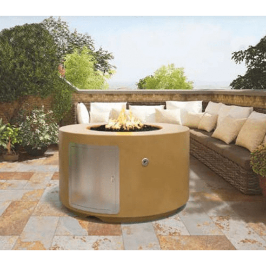Fire Pit The Outdoor Plus 42" x 24" Tall Florence GFRC Concrete Round Natural Gas Fire Pit