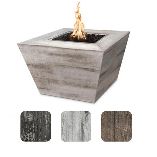 Fire Pit The Outdoor Plus 48" Plymouth GFRC Wood Grain Concrete Square Gas Fire Pit - 24" tall