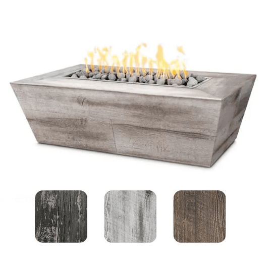 Fire Pit The Outdoor Plus 60" Plymouth GFRC Wood Grain Concrete Rectangle Gas Fire Pit - 16" tall