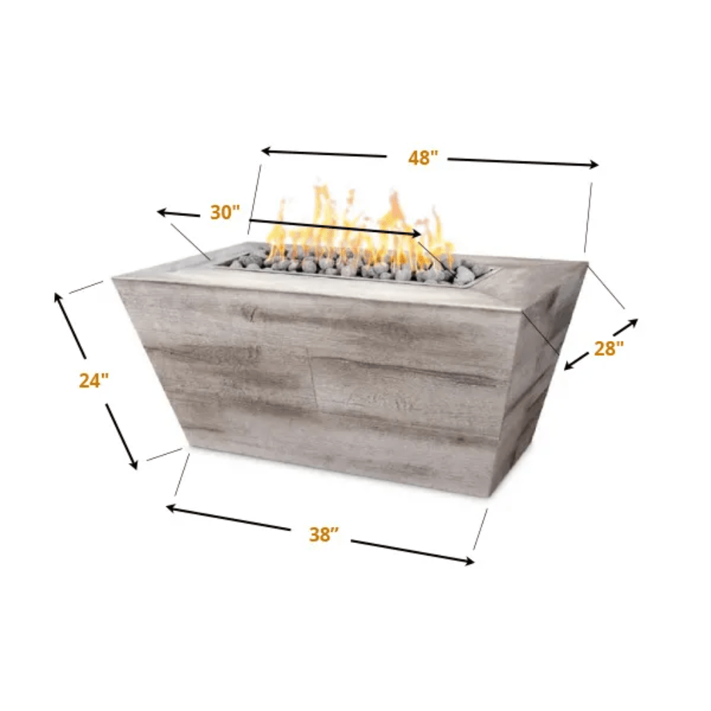 Fire Pit The Outdoor Plus 60" Plymouth GFRC Wood Grain Concrete Rectangle Gas Fire Pit - 24" tall