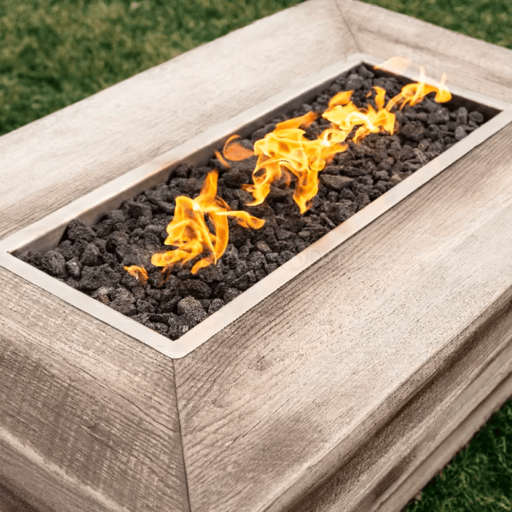 Fire Pit The Outdoor Plus 60" Plymouth GFRC Wood Grain Concrete Rectangle Gas Fire Pit - 24" tall