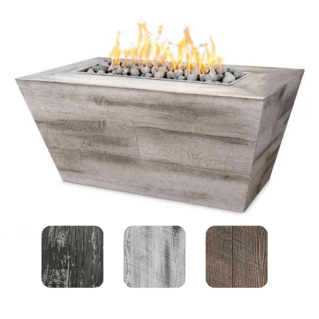 Fire Pit The Outdoor Plus 72" Plymouth GFRC Wood Grain Concrete Rectangle Gas Fire Pit - 24" tall