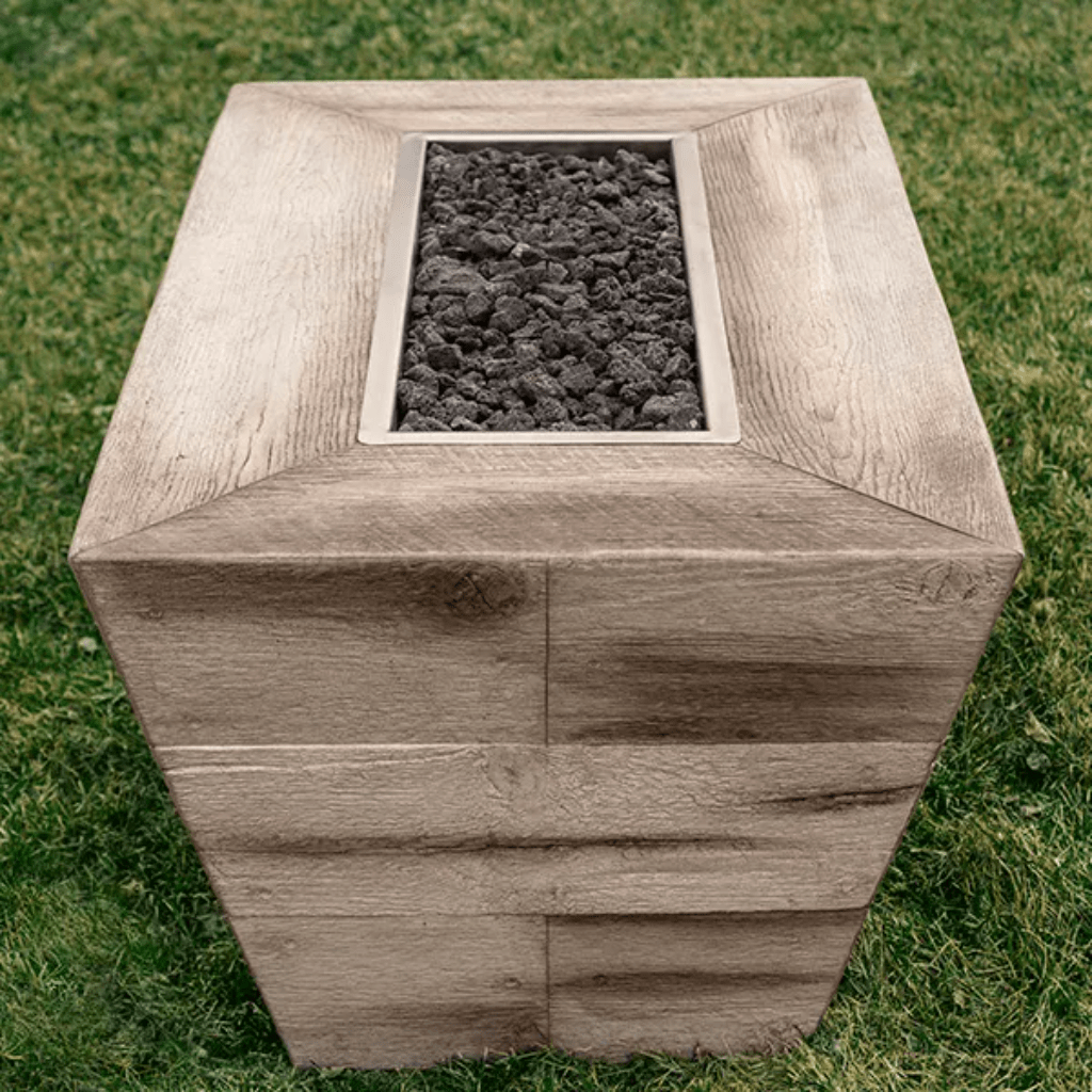 Fire Pit The Outdoor Plus 84" Plymouth GFRC Wood Grain Concrete Rectangle Gas Fire Pit - 24" tall