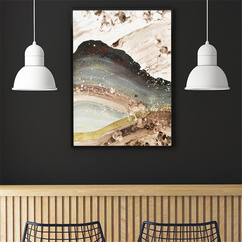 Golden Quicksand Mountains Abstract Canvas Prints Set