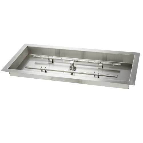 HPC Fire 36 X 14" Pan with Fire Pit H-Burner made from 304 Stainless Steel - LP 36X14SS-H-LP