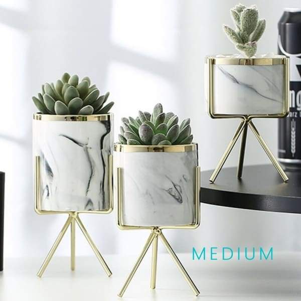 Marble -Veined Plant Pot