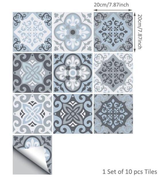 Mediterranean Blue Tile Decal Set - Western Nest, LLC