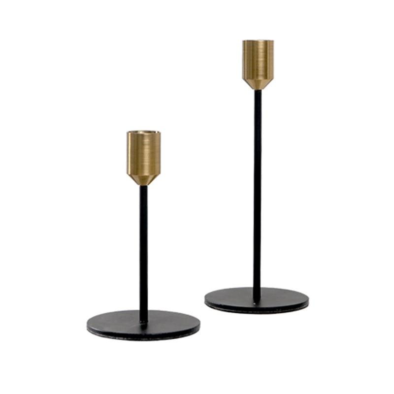 Modern Gold and Black Metal Candle Holders