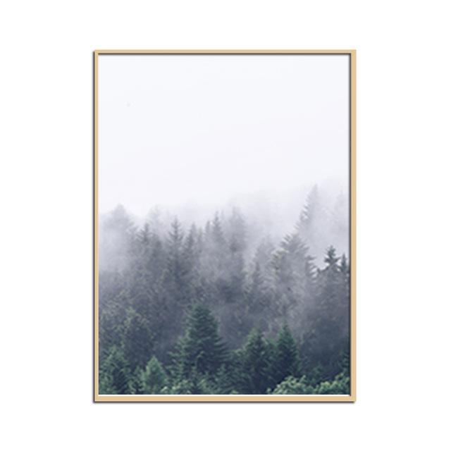 Nordic Misty Mountain Forest Canvas Print Collection - Western Nest, LLC
