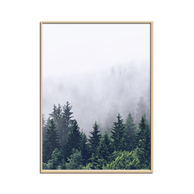 Nordic Misty Mountain Forest Canvas Print Collection - Western Nest, LLC