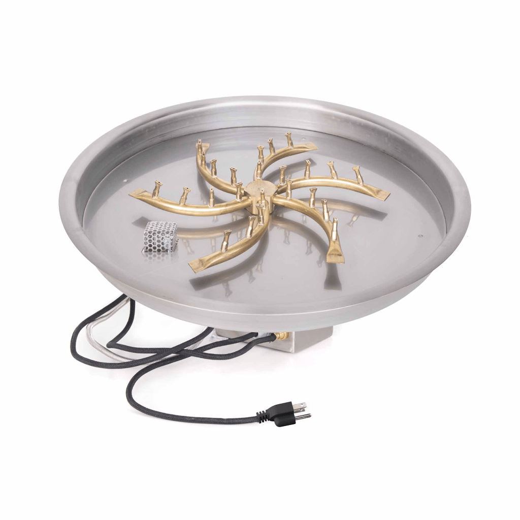 Pan & Burner Kit 110V Electronic / 13-inch The Outdoor Plus Round Drop-in Pan With Brass Triple 'S' Bullet Burner