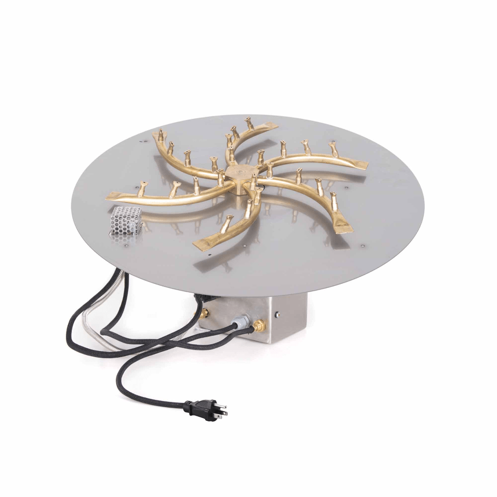 Pan & Burner Kit 110V Electronic / 18-inch - A The Outdoor Plus Round Flat Pan With Brass Triple 'S' Bullet Burner