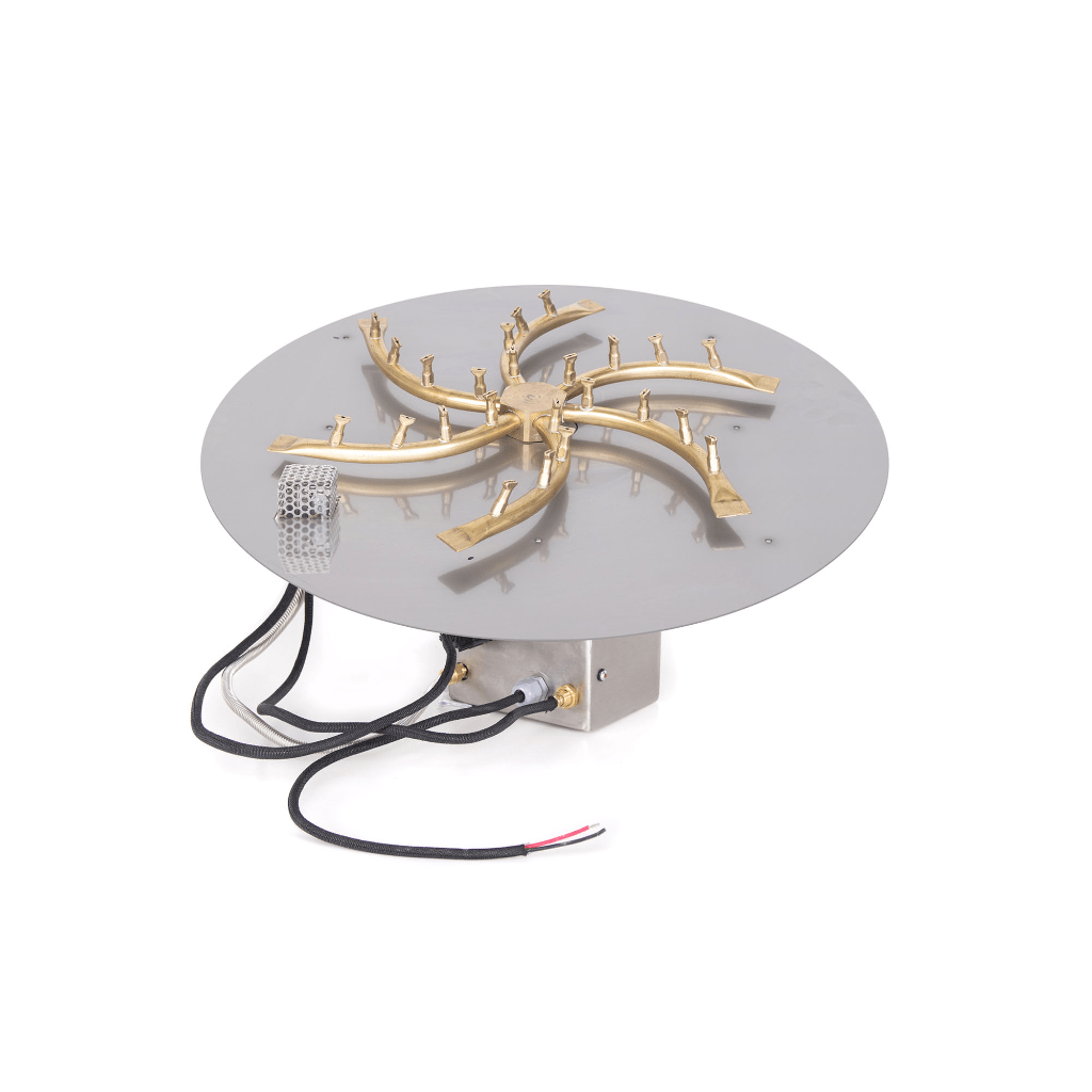Pan & Burner Kit 12V Electronic / 18-inch - A The Outdoor Plus Round Flat Pan With Brass Triple 'S' Bullet Burner