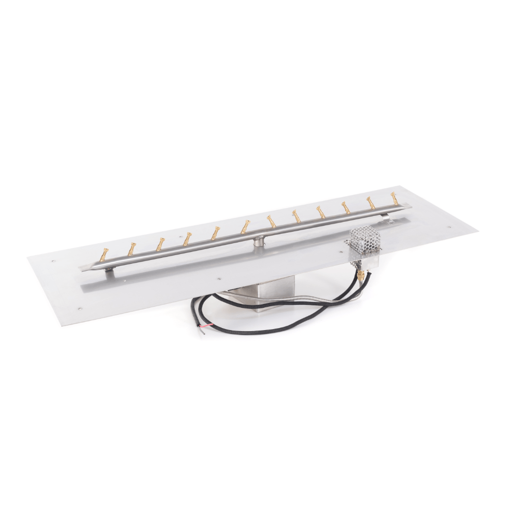 Pan & Burner Kit 12V Electronic / 24x8-inch The Outdoor Plus Rectangular Flat Pan With Stainless Steel Linear Bullet Burner