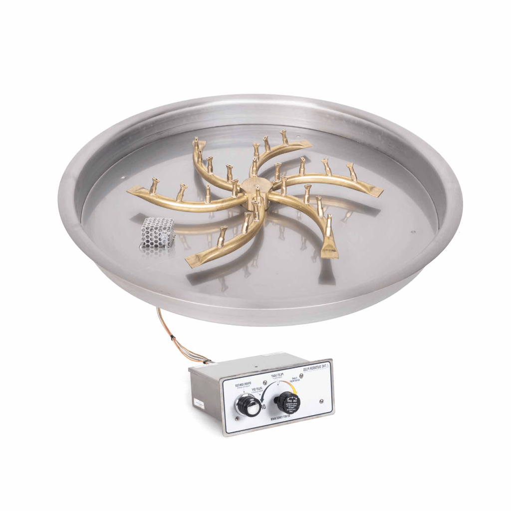 Pan & Burner Kit Flame Sense with Spark / 13-inch The Outdoor Plus Round Drop-in Pan With Brass Triple 'S' Bullet Burner