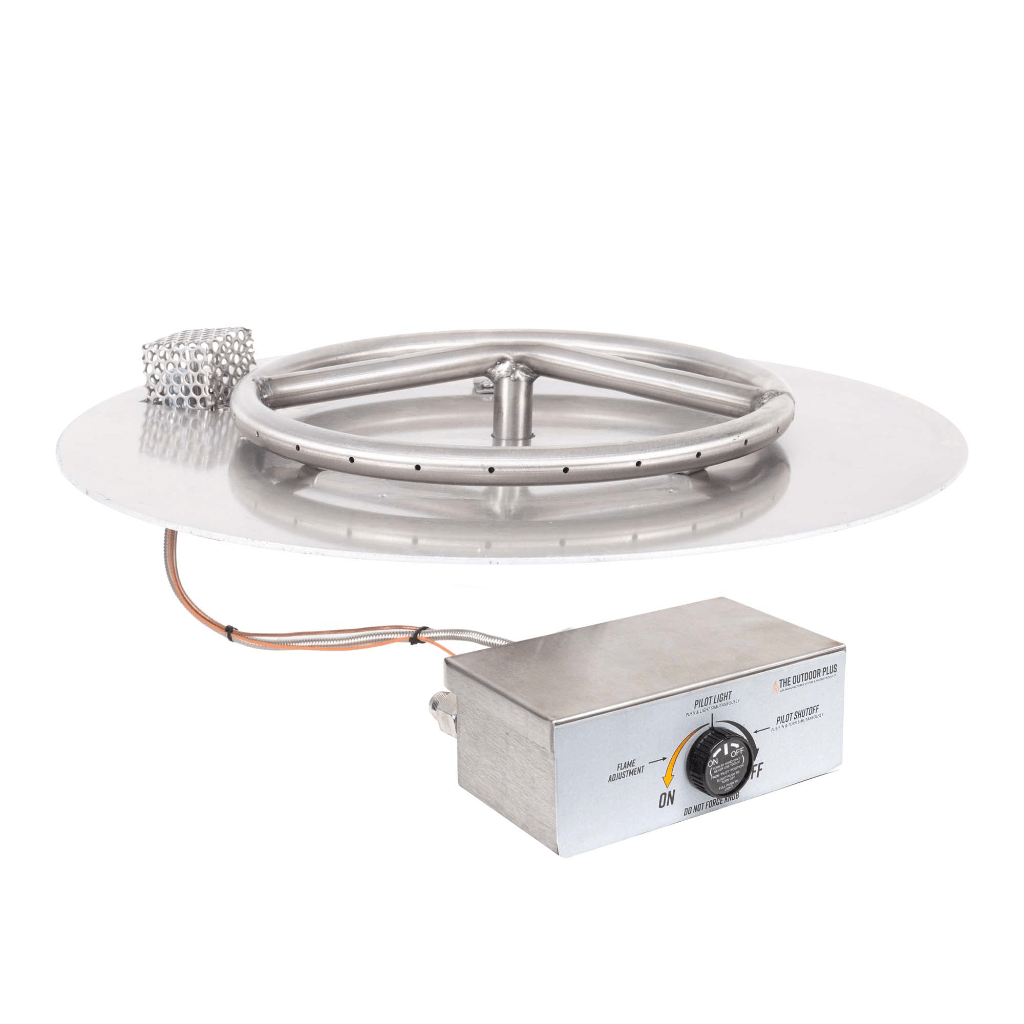Pan & Burner Kit Match Lit with Flame Sense / 12-inch The Outdoor Plus Round Flat Pan With Stainless Steel Round Burner