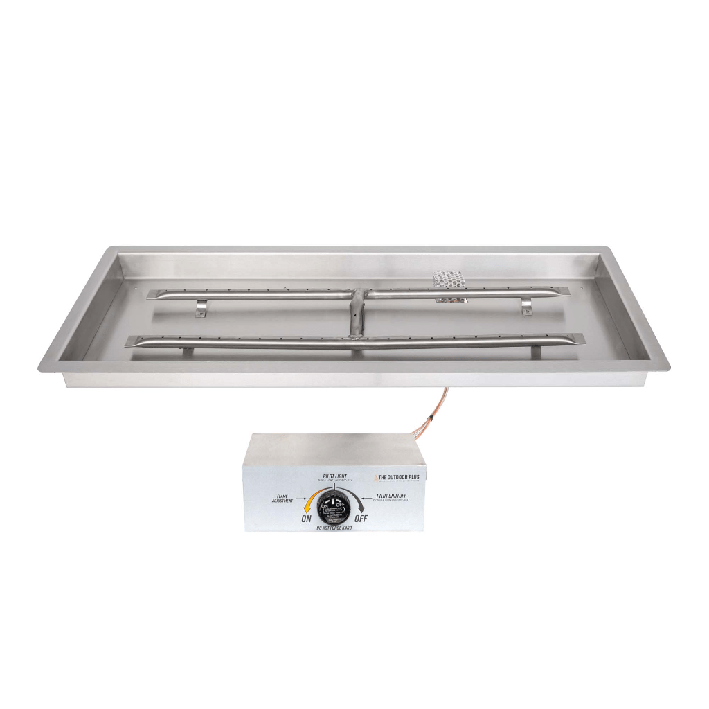 Pan & Burner Kit Match Lit with Flame Sense / 24x12-inch The Outdoor Plus Rectangular Drop In Pan With Stainless Steel 'H' Burner
