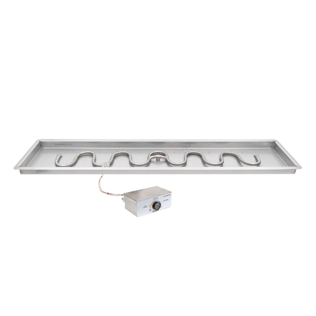 Pan & Burner Kit Match Lit with Flame Sense / 24x12-inch The Outdoor Plus Rectangular Drop In Pan With Stainless Steel Switchback Burner