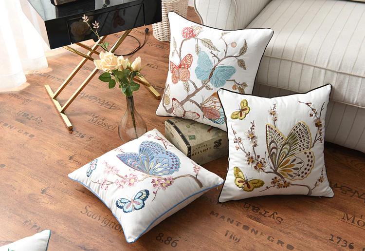 Papillon Embroidered Pillow Covers