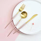 Pink and Gold Cutlery Dinnerware Set