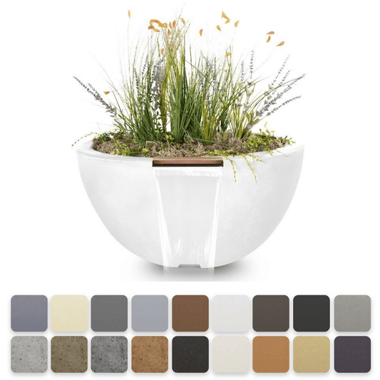 Planter and Water Bowl 30-Inch / Ash The Outdoor Plus Luna GFRC Concrete Round Planter and Water Bowl
