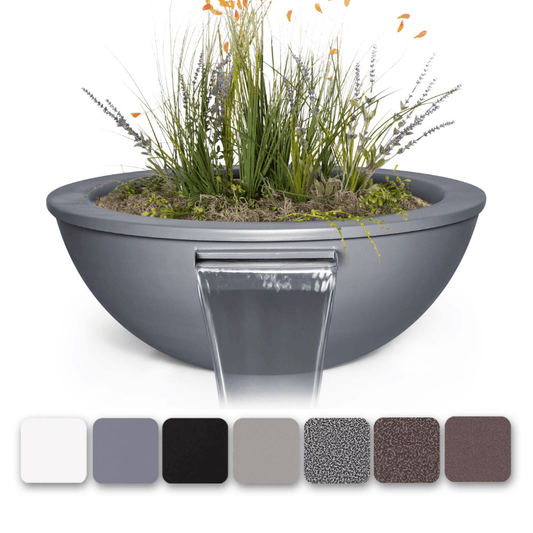 Planter and Water Bowl Black The Outdoor Plus 27" Sedona Powder Coated Steel Round Planter & Water Bowl