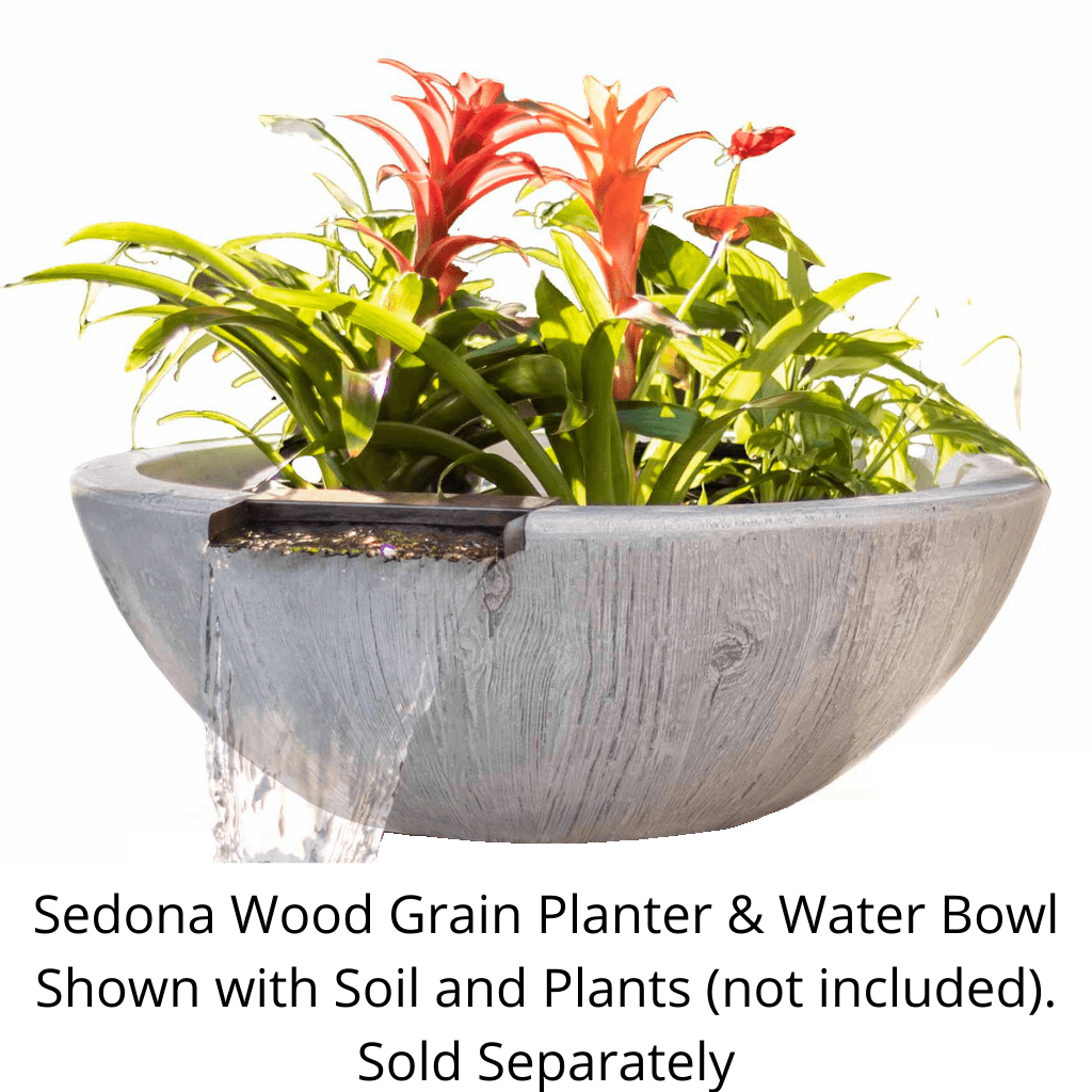 Planter and Water Bowl The Outdoor Plus 27" Sedona GFRC Wood Grain Concrete Round Planter & Water Bowl