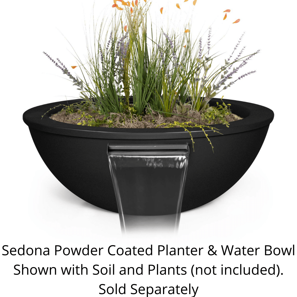 Planter and Water Bowl The Outdoor Plus 27" Sedona Powder Coated Steel Round Planter & Water Bowl