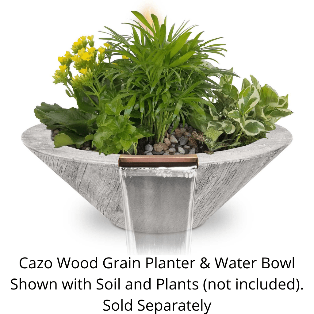 Planter and Water Bowl The Outdoor Plus Cazo GFRC Wood Grain Concrete Round Planter & Water Bowl