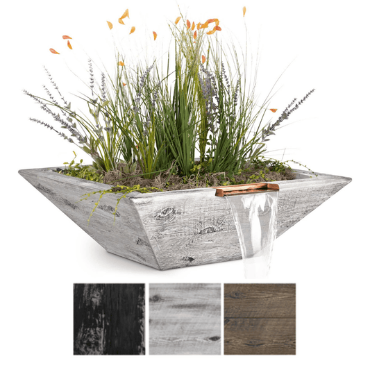 Planter and Water Bowl The Outdoor Plus Maya GFRC Wood Grain Concrete Square Planter & Water Bowl