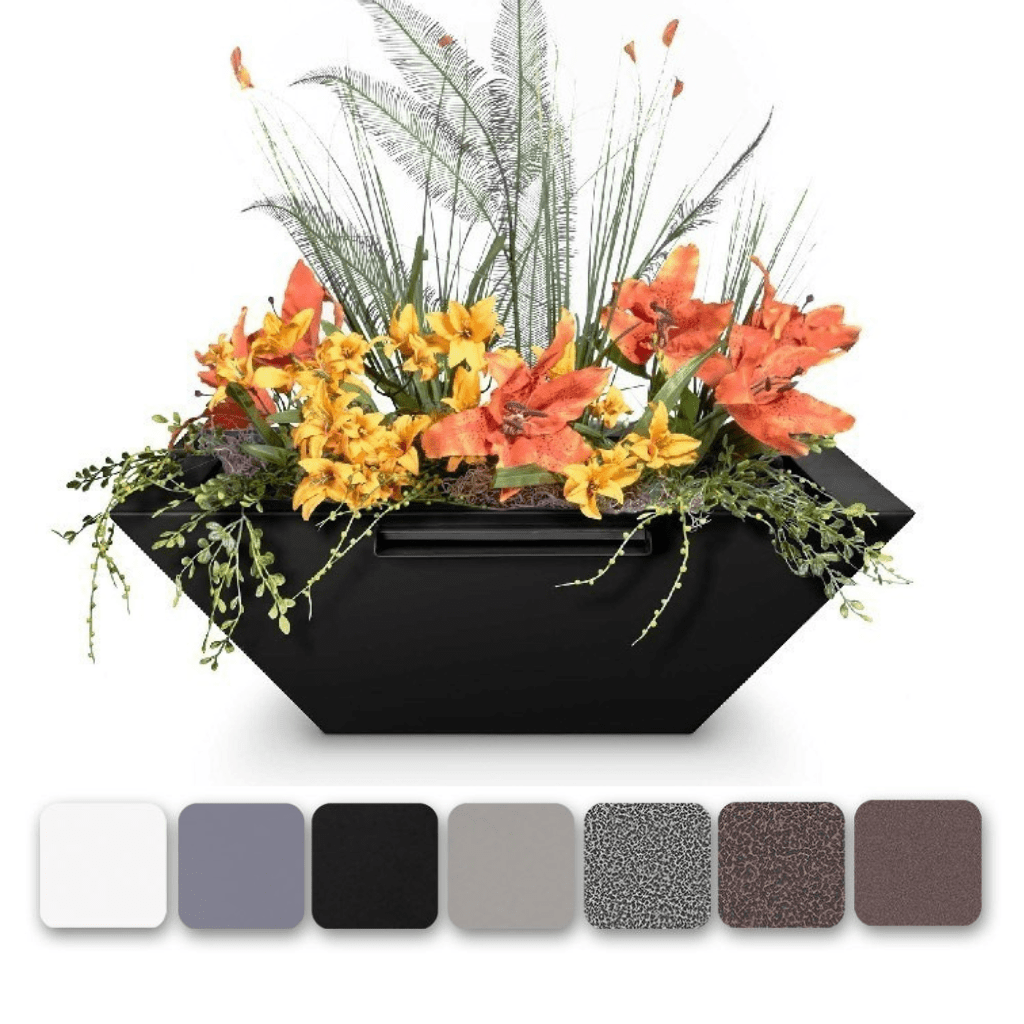 Planter and Water Bowl The Outdoor Plus Maya Powder Coated Steel Square Planter & Water Bowl