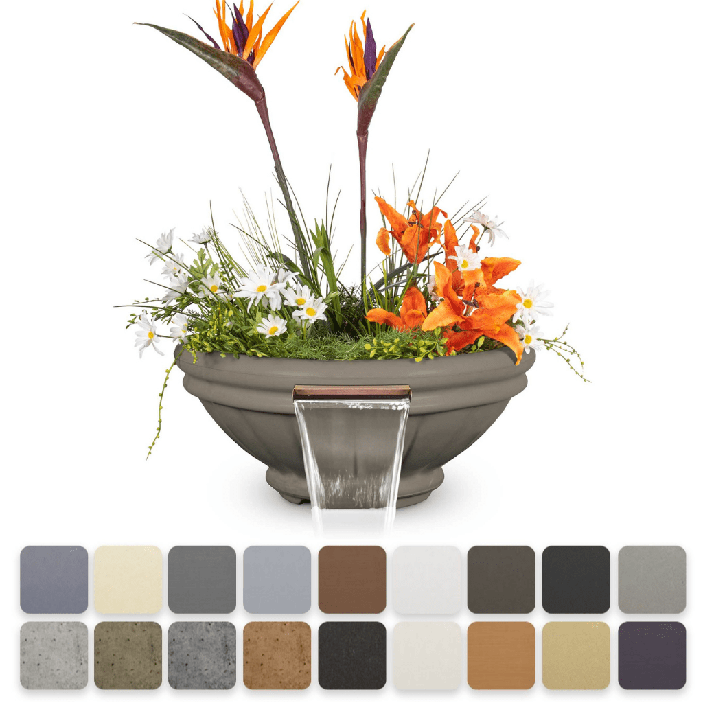 Planter and Water Bowl The Outdoor Plus Roma GFRC Concrete Round Planter & Water Bowl