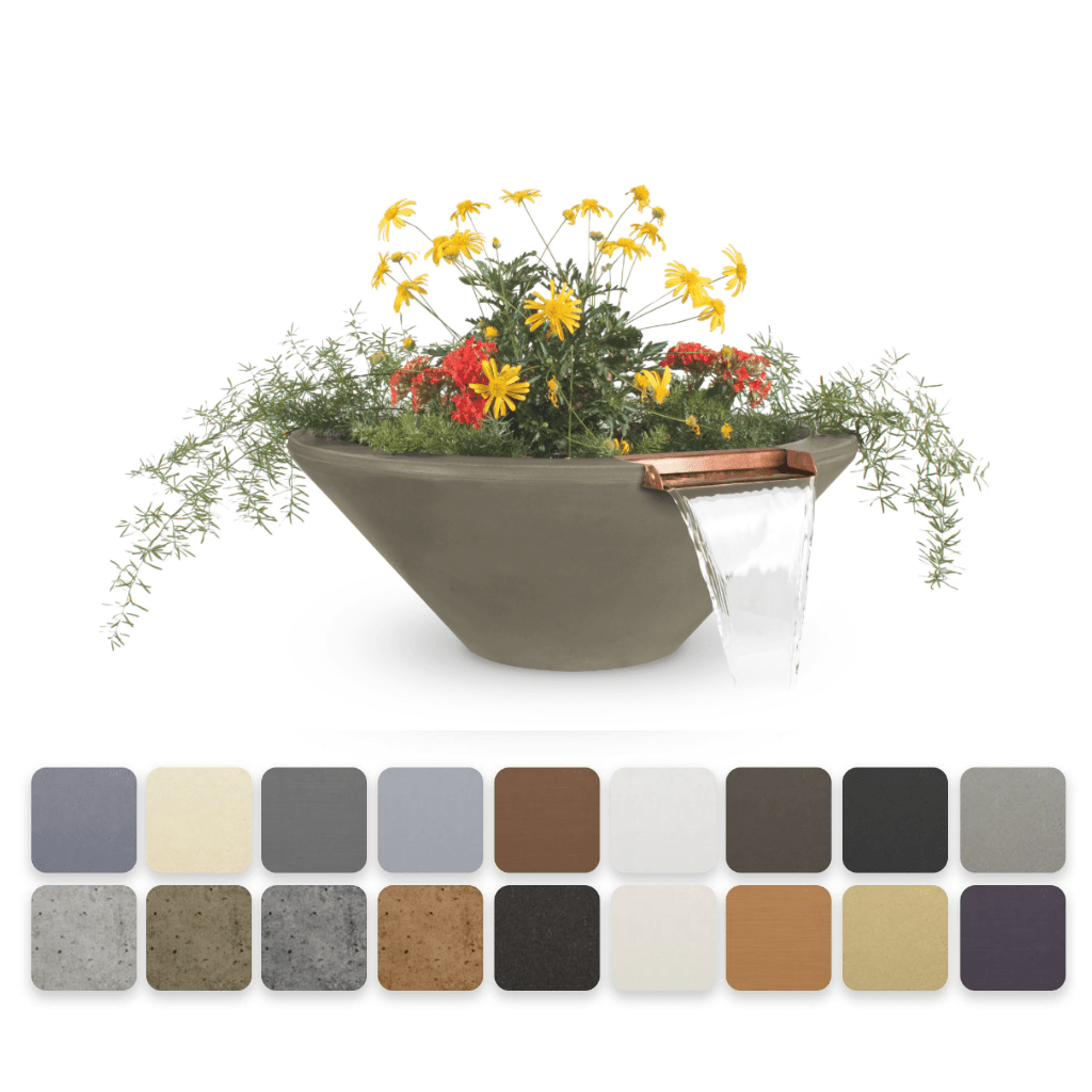 Planter Bowl 24-Inch / Ash The Outdoor Plus Cazo GFRC Concrete Round Planter Bowl with Water