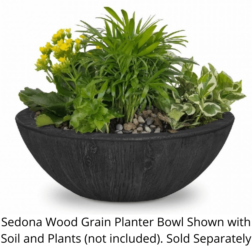 Planter Bowl The Outdoor Plus 27" Sedona Wood Grain Round Planter Bowl