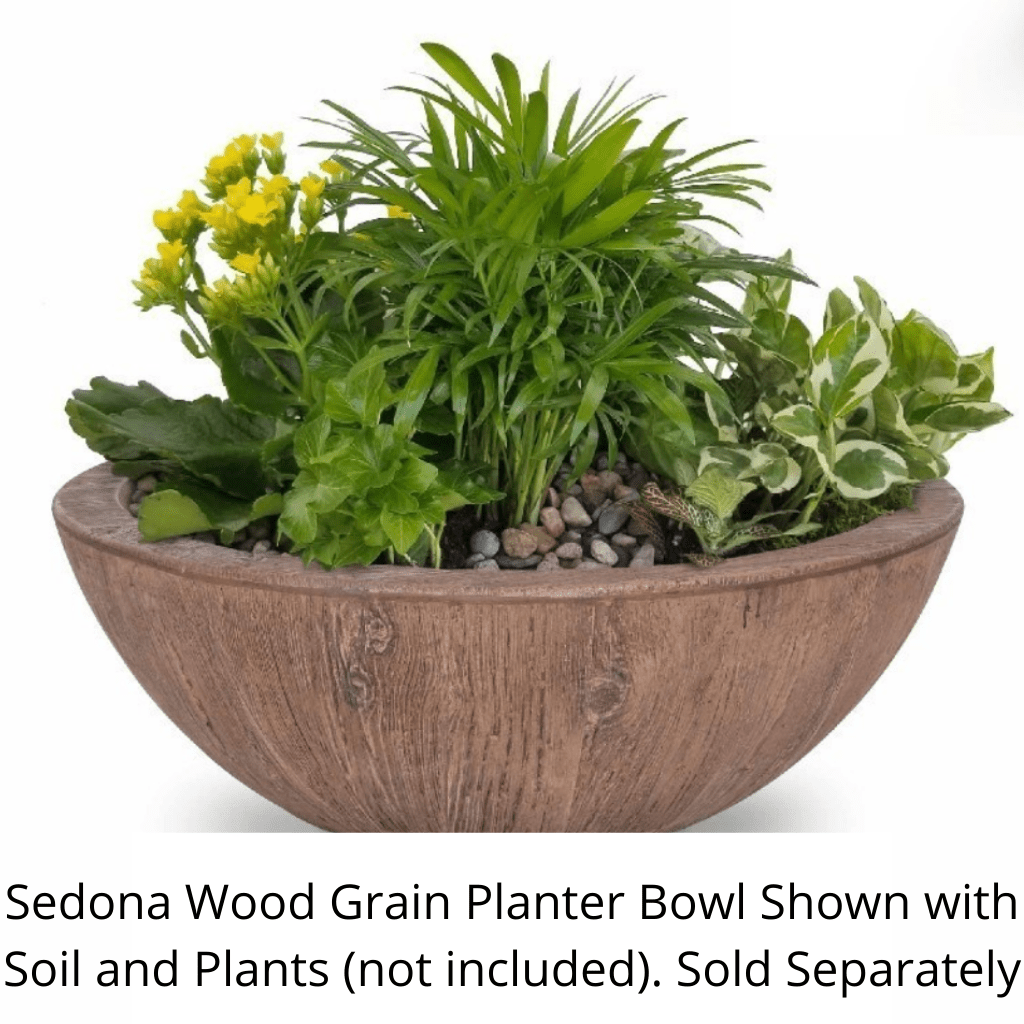 Planter Bowl The Outdoor Plus 27" Sedona Wood Grain Round Planter Bowl