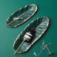 Decorative Green And Gold Feather Leaves Serving Plates