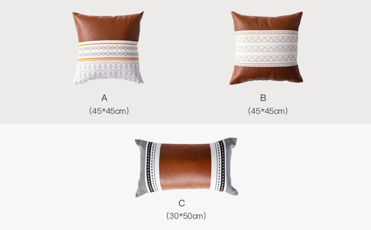 Faux Leather Geometric Cushion Cover - Western Nest, LLC
