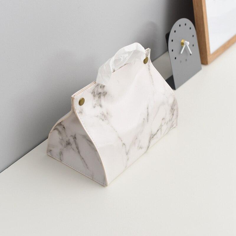 Marble Pattern Pu Leather Tissue Box