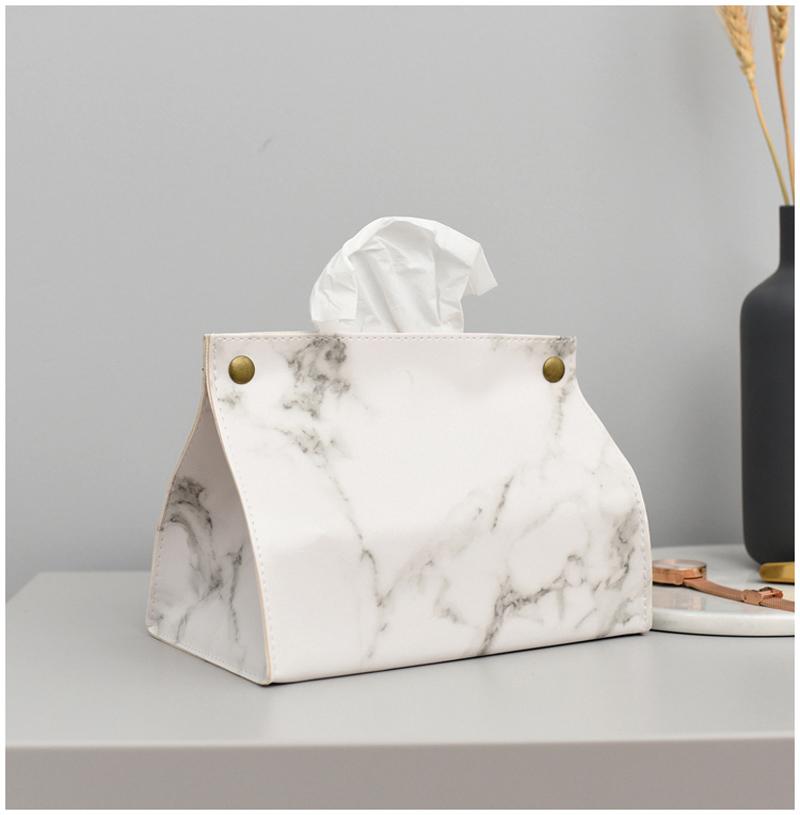 Marble Pattern Pu Leather Tissue Box