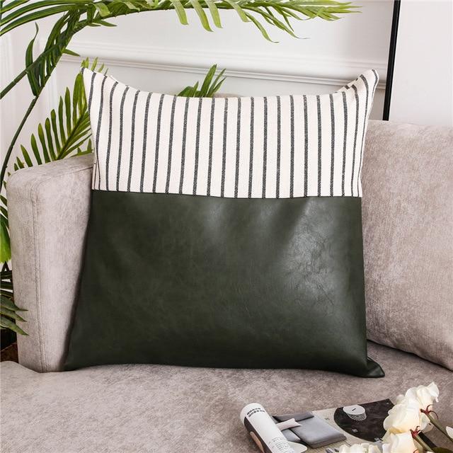 Pu Leather And Linen Cushion Covers