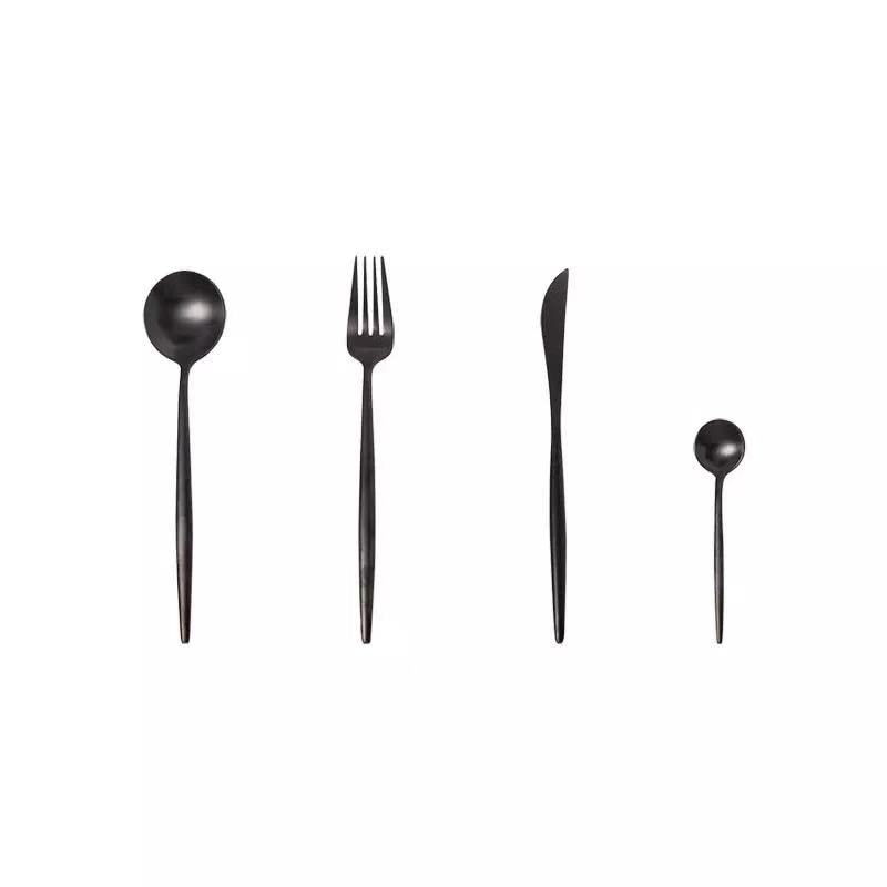 Black Onyx 24-Piece Dinnerware Cutlery Set - Western Nest, LLC