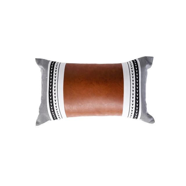 Faux Leather Geometric Cushion Cover - Western Nest, LLC
