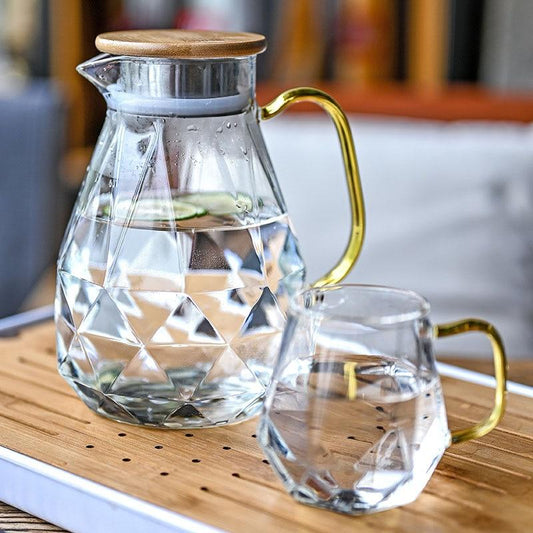Textured Diamond Borosilicate Glass Teapot Set - Western Nest, LLC